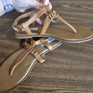 Steve Madden Camel Sandals with Gold Accent